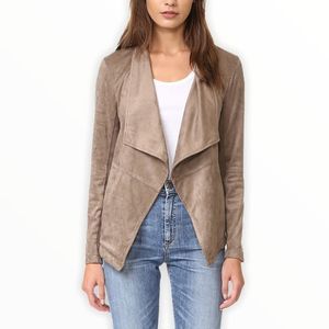 BB Dakota Nicholson Mocha Faux Suede Drape Jacket Long Sleeves